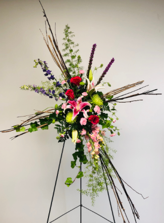 Willow Cross Fresh Standing Spray in Emporia, KS | RIVERSIDE GARDEN FLORIST