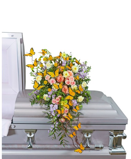 Wind Beneath My Wings Casket Scarf Flower Arrangement
