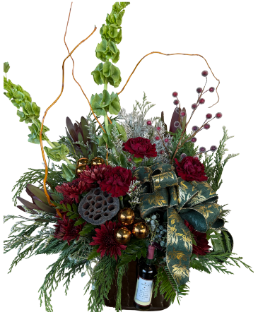 Wine Country Christmas  Designer's Choice Arrangement (with ornament) in Mcminnville, OR | POSEYLAND FLORIST