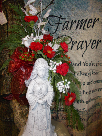 Winged Bowl Angel Funeral arrangement