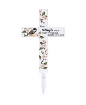 "Wings Were Ready" Solar Cross  Stake