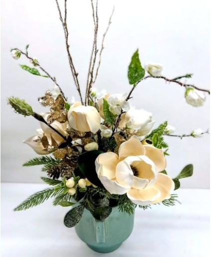Winter Magnolia Artificial Arrangement in Teal  