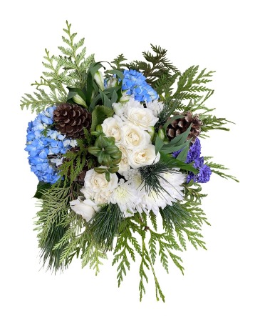 Winter Blues Handtie in Invermere, BC | INSPIRE FLORAL BOUTIQUE