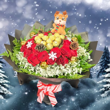 Winter Red Roses Bouquet 