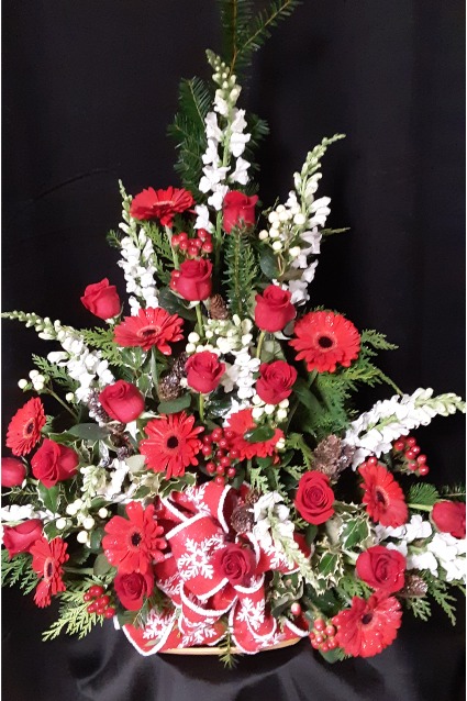 Winter time beauty basket arrangement