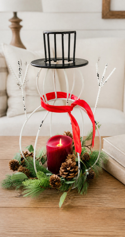 Winter Wishes Snowman Candle Lantern with battery operated candle