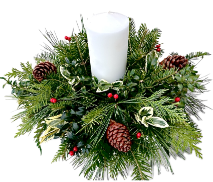 Winter's Greens Pillar Centerpiece