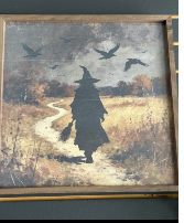 Witch Picture with Wood Frame Gift