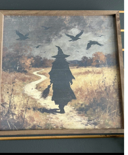 Witch Picture with Wood Frame Gift