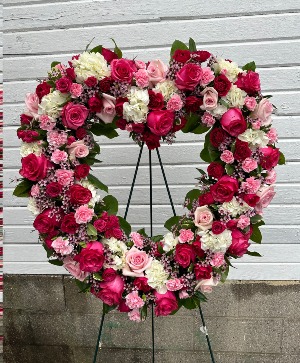 With Deepest Love & Sympathy Fresh Floral Heart Wreath
