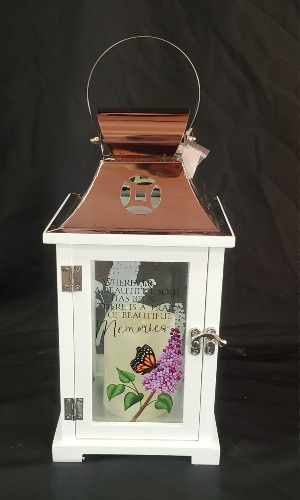 Wood Frame Butterfly Lantern 