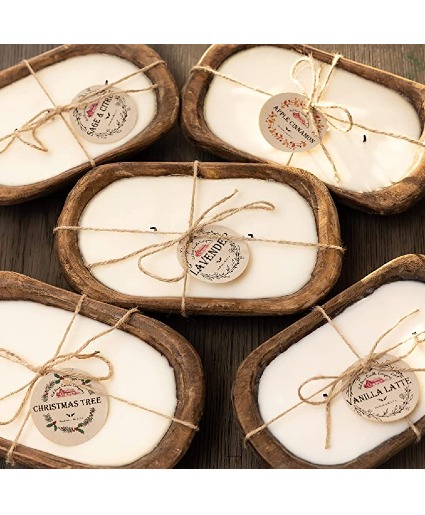 Wooden Dough Bowl Candle  