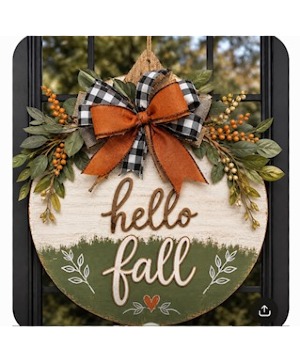Wooden Fall Wreath 15 Inches/ Weather Proof 