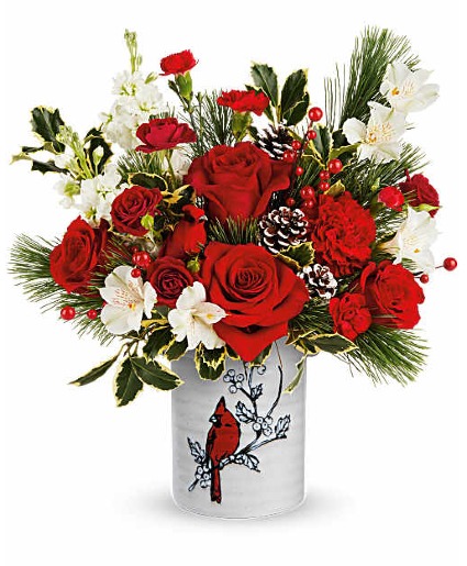 Woodland Cardinal Bouquet Keepsake Vase