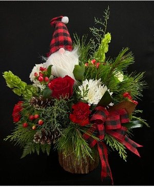 Woodland Gnome Holiday Rustic Bark Cylinder