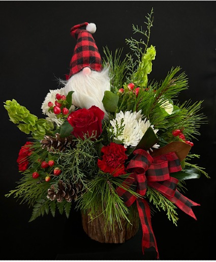 Woodland Gnome Holiday Rustic Bark Cylinder