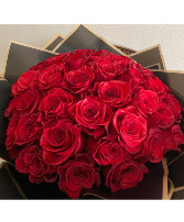 Hand Wrapped Bouquet of Roses Color options include: red, pink, white, lavender or yellow.