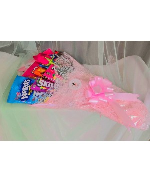 Wrapped Candy bouquet with rose 
