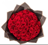 WRAPPED RED ROSES IN BLACK PAPER 