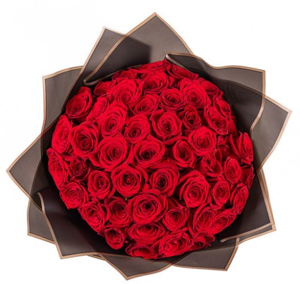 WRAPPED RED ROSES IN BLACK PAPER 