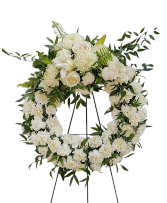 18" Wreath - White & Green Carnations  