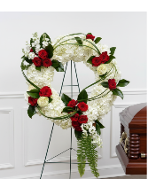 wreath with red roses arrangement 