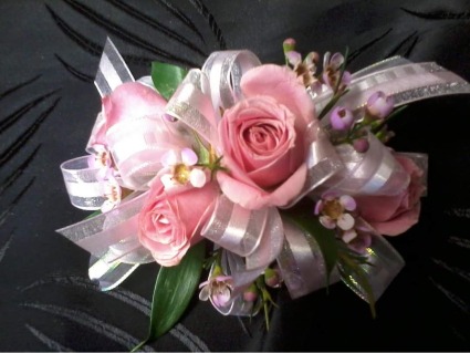 Wrist Corsage in Pinks Fresh Arrangement