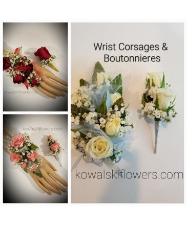 The Set Wrist Corsge & Boutonniere in Whitesboro, NY | KOWALSKI FLOWERS INC.