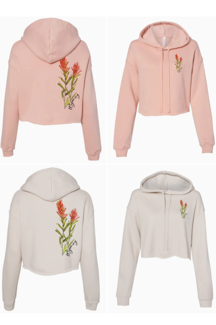 Wyoming Indian Paintbrush Crop Hoodie 