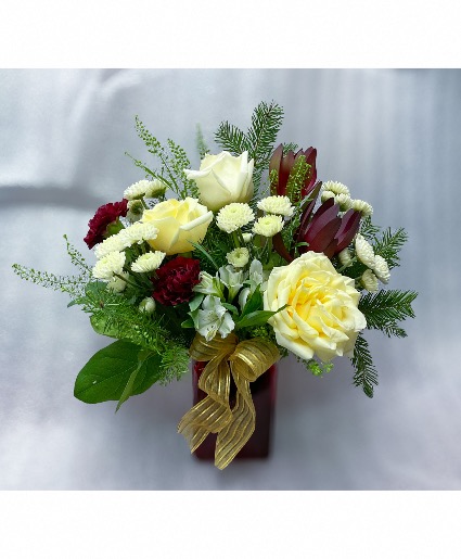 Beautiful Burgundies and Creams Vase arrangement. 