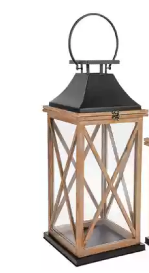 XL Whitewash Farmhouse Wood Lantern 