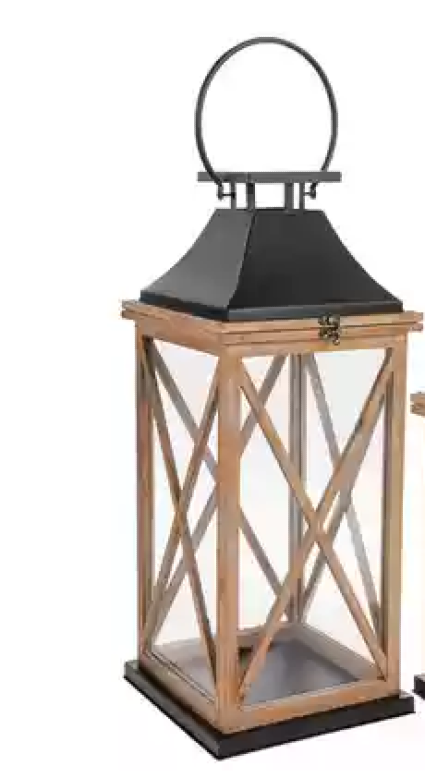 XL Whitewash Farmhouse Wood Lantern 