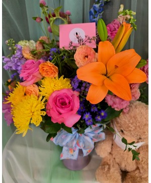 XXL Bright Get Well Soon bouquet with Teddy bear Get Well Soon