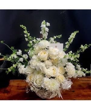 XXL White Rose Basket Floral Design