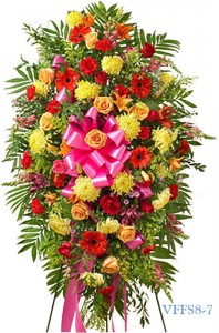 Yellow and Red Standing Spray Funeral Spray