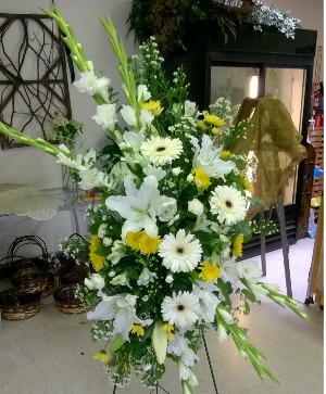 Yellow and White Easel Standing Spray