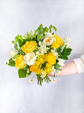YELLOW AND WHITE HTB-01 HANDTIED BOU
