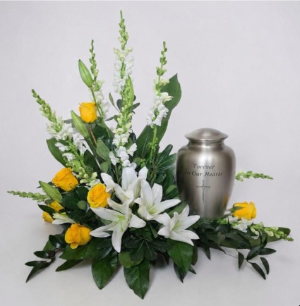 Yellow and White Rememberance FHF-S870 Fresh Floral Vase Arrangement
