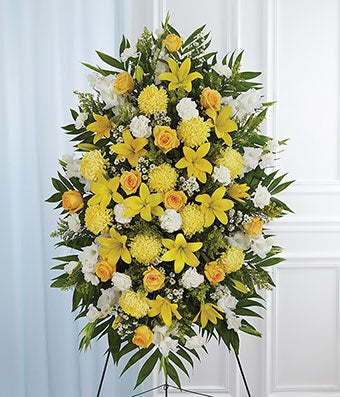 Yellow and White Spray Standing Spray