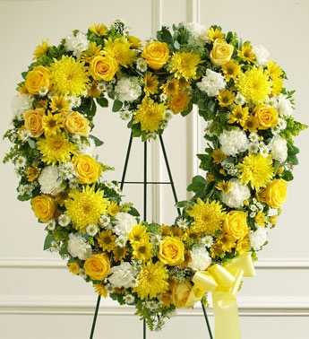 Yellow and White Standing Open Heart 