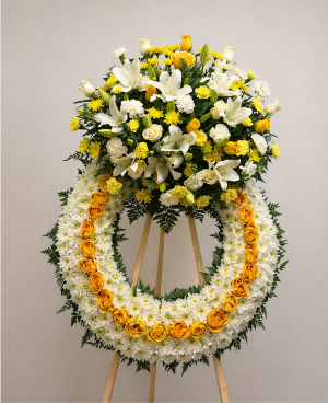 yellow and white wreath Standing Wreath