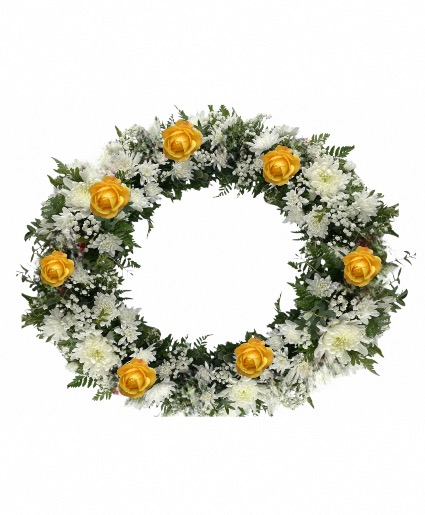 Sunlit Remembrance Wreath Yellow Roses Wreath 