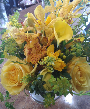 Yellow and Green Arrangement  Designer's Choice in Glastonbury, CT | THE FLOWER DISTRICT
