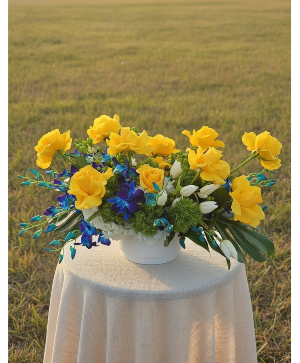 Yellow Dream arrangement Beautiful roses and orchids mix flowers