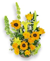 Yellow Melodies Basket Arrangement