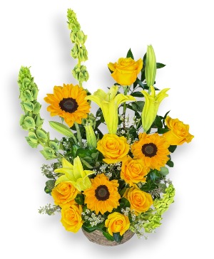 Yellow Melodies Basket Arrangement