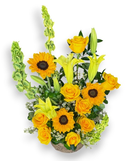 Yellow Melodies Basket Arrangement