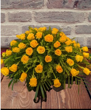 Sympathy flowers Yellow casket cover  mesa  