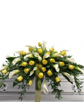 Yellow Roses and Calla lilies Casket Cover