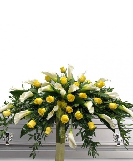Yellow Roses and Calla lilies Casket Cover